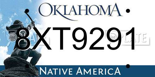 8XT9291 Oklahoma License Plate
