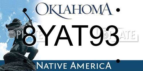 8YAT93 Oklahoma License Plate