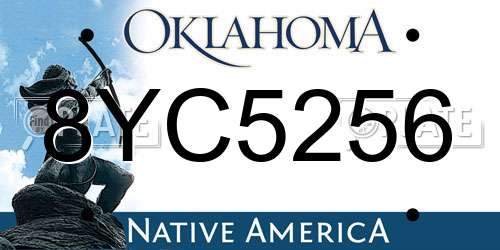 8YC5256 Oklahoma License Plate