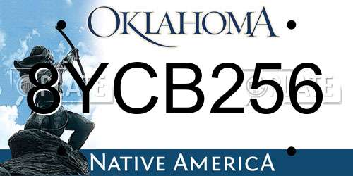 8YCB256 Oklahoma License Plate