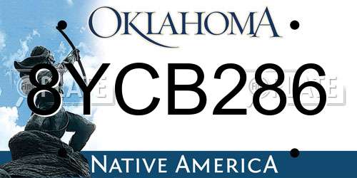8YCB286 Oklahoma License Plate