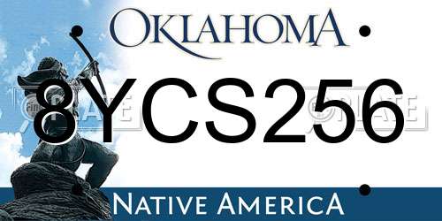 8YCS256 Oklahoma License Plate