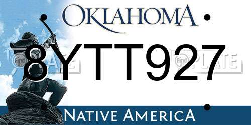 8YTT927 Oklahoma License Plate