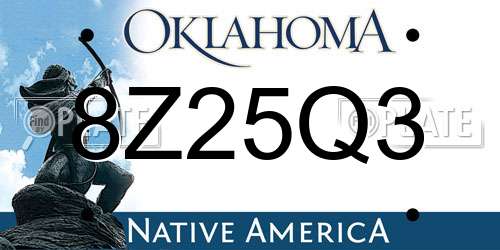 8Z25Q3 Oklahoma License Plate