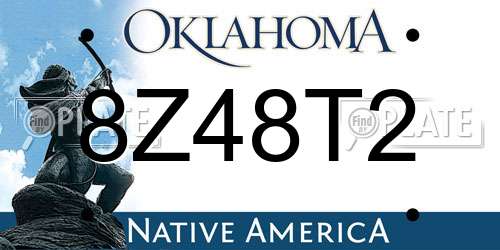 8Z48T2 Oklahoma License Plate