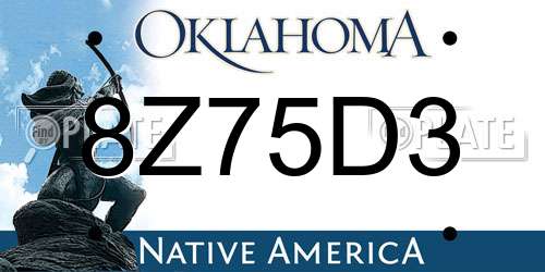 8Z75D3 Oklahoma License Plate