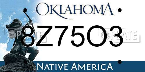 8Z75O3 Oklahoma License Plate