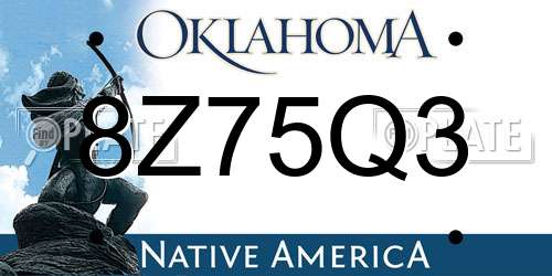 8Z75Q3 Oklahoma License Plate