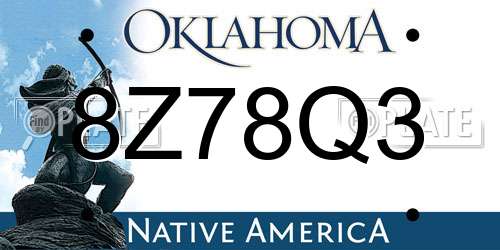 8Z78Q3 Oklahoma License Plate