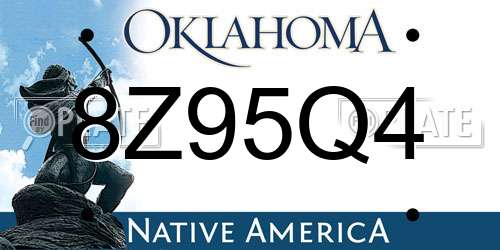 8Z95Q4 Oklahoma License Plate
