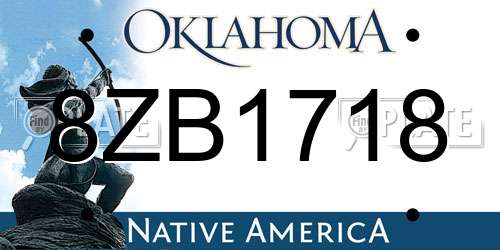 8ZB1718 Oklahoma License Plate