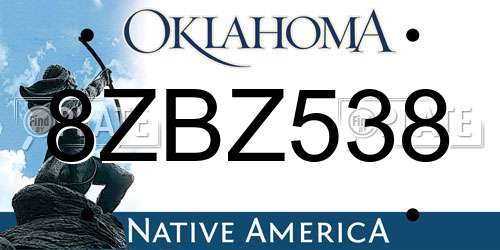 8ZBZ538 Oklahoma License Plate