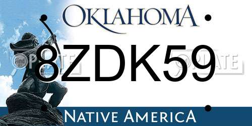 8ZDK59 Oklahoma License Plate