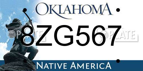 8ZG567 Oklahoma License Plate