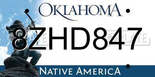 8ZHD847 Oklahoma License Plate