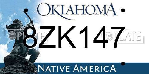 8ZK147 Oklahoma License Plate