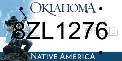 8ZL1276 Oklahoma License Plate