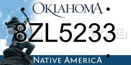8ZL5233 Oklahoma License Plate