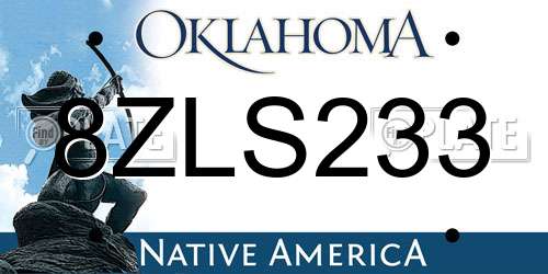 8ZLS233 Oklahoma License Plate