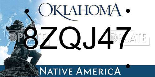 8ZQJ47 Oklahoma License Plate