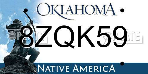 8ZQK59 Oklahoma License Plate