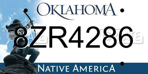 8ZR4286 Oklahoma License Plate