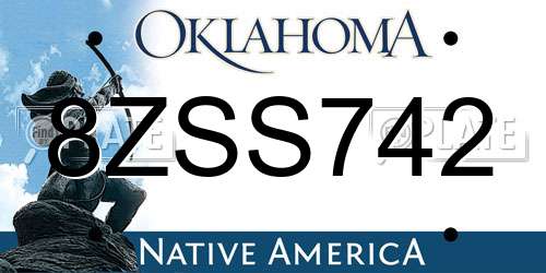 8ZSS742 Oklahoma License Plate