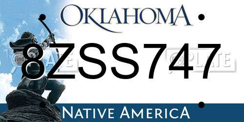 8ZSS747 Oklahoma License Plate