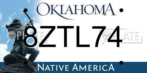8ZTL74 Oklahoma License Plate