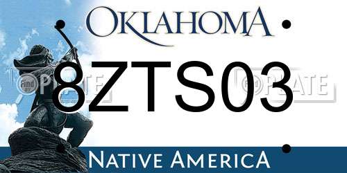 8ZTS03 Oklahoma License Plate