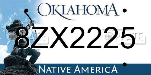 8ZX2225 Oklahoma License Plate