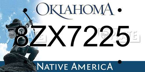 8ZX7225 Oklahoma License Plate