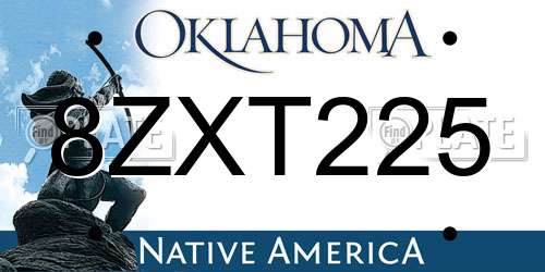 8ZXT225 Oklahoma License Plate