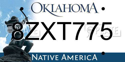 8ZXT775 Oklahoma License Plate
