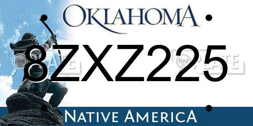 8ZXZ225 Oklahoma License Plate