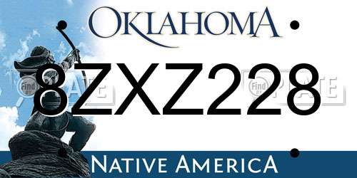 8ZXZ228 Oklahoma License Plate