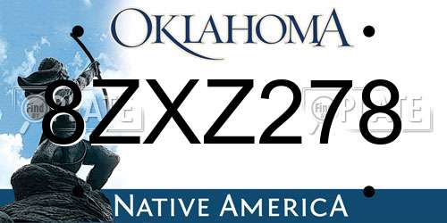 8ZXZ278 Oklahoma License Plate