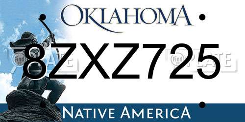 8ZXZ725 Oklahoma License Plate