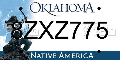 8ZXZ775 Oklahoma License Plate
