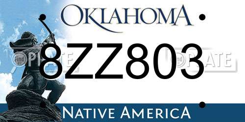 8ZZ803 Oklahoma License Plate