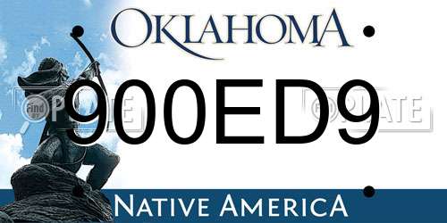 900ED9 Oklahoma License Plate