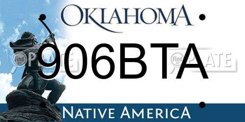 906BTA Oklahoma License Plate