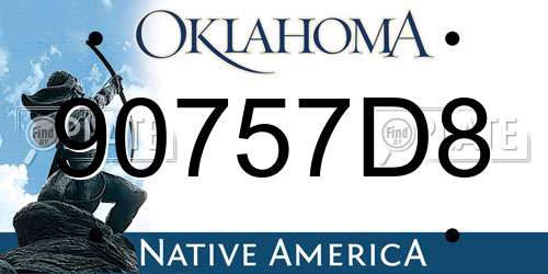 90757D8 Oklahoma License Plate