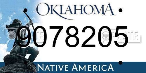 9078205 Oklahoma License Plate