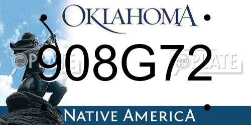 908G72 Oklahoma License Plate