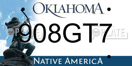 908GT7 Oklahoma License Plate