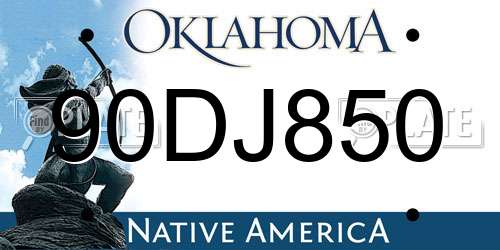 90DJ850 Oklahoma License Plate