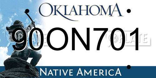 90ON701 Oklahoma License Plate