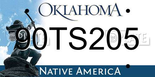 90TS205 Oklahoma License Plate