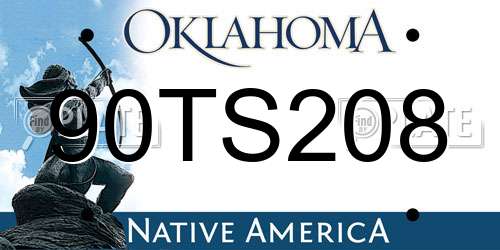 90TS208 Oklahoma License Plate